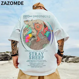 ZAZOMDE Harajuku Oversized T-shirt Men Summer Cool Unisex Tops Hip Hop Funny Print Tshirt Casual Cotton T Shirt Streetwear Solto