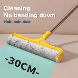 Lint Removers Portable Dust Remover Mop Clothes Carpets Floor Pet Fur Roller Adjustable Long Handle Hair Sticky with Paper Rolls 230714