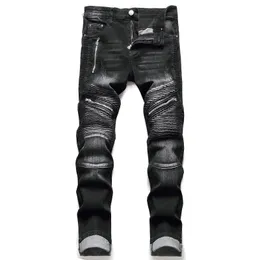 Jacken Herren Jeans Hosen Spleißen Jean Denim Hosen Biker Hohe Qualität Männlich Gerade Lässig Designer Viele Multipocket Bequem