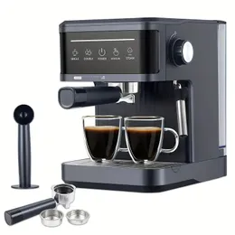 1pc Bar Espresso Coffee Maker Machine, Touch Control, Professional Espresso Coffee Maker With Milk Frothed Steam Wand, Semi-Auto Compact Cappuccino Machine