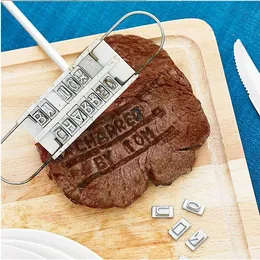 BBQ Tools Tillbehör Personlighet Steak Meat Barbecue BBQ Meat Branding Iron With Changeable Letters BBQ Tool Changeable 55 Letters 230715