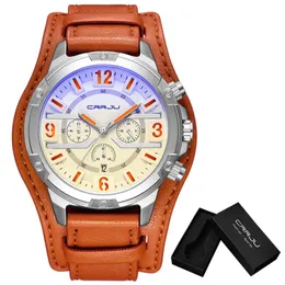 CRRJU New Top Luxury Mens cinturino in pelle orologio da polso al quarzo casual impermeabile per uomo relogio masculino2649