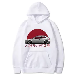 Mężczyźni nostalgiczni bluza z kapturem jdm komiks drukujący dres ślad męski bluza żeńska Ek Japońska streetwear pullover długie rękaw Eu