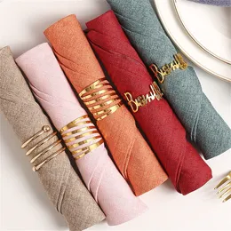 Napkin Rings 12PCS Bismillah letter napkin ring European style metal napkin ring el table towel buckle spot 230714