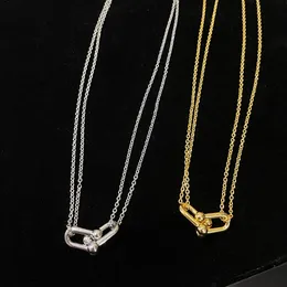 Pendant Necklaces Designer Horseshoe Buckle Double Layer Locket Necklace Women Luxury Brand Choker Jewelry Trend 230714