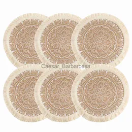 Mats Pads Boho Round Placemats Set of 6 Kitchen Plate Mats Runners for Dining Table Mandala Bohemian Burlap Circle Placemats 15 Inch x0715