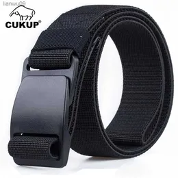 CUKUP Men's Brand Unisex Design Quality Hard Plastic Buckle Belt Man Quality Canvas Elastic Waistband Casual Belts Men CBCK120 L230704