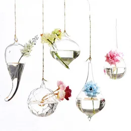 Decorative Objects Figurines Hanging Transparent Glass Vase Simple Hydroponic Small Bottle Indoor Gardening Home Plant 230714