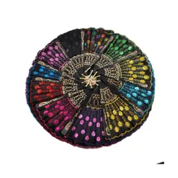 Party Favor Sequins Dancing Fan Creative Design Peacock Folding Hand Fans Women Stage Performance Prop Mti Color 1 8ZQ C RC Drop Del Dhtli