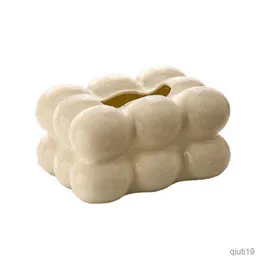 Vävnadslådor servetter Tissue Box Decorative Rectangular Desk Ornament Marshmallow Form Tissue Box Holder Tissue Case Hushållsprodukter R230715