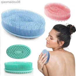 Exfoliating Sponge Dead Body Scrubber Skin Head Washing Brush Comb Silicone Bristle Bath Brush Scalp Massager Bath Tool Hygienic L230704