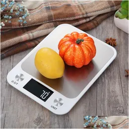 Household Scales Digital Food Scale Kitchen Electronic Small Baking Weight Stainless Steel Cooking Black White 30Cx Q2 Drop Delivery Dhow8