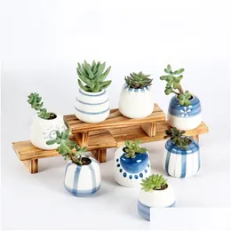 Planters Pots Decorative Fashion Simple Succent Desktop Home Hand Painted Ceramics Flowerpot Round For Fleshy Creative Flowerpots Dhbwm