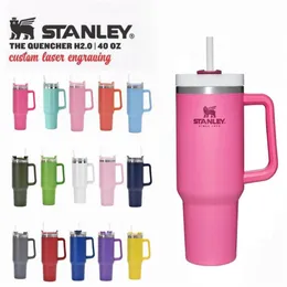 1 st redo att skicka Stanley Mugs 40oz Adventure Quencher Tumbler With Logo Big Grid Handle Hande Vacuum Travel Mug Stay Ice Cold GG069469261W