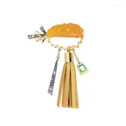 Broschen Kreative Obst Ananas Quaste Brosche Pins Für Damen Bekleidungszubehör Kristall Kunstleder Boutonniere Charm Schmuck