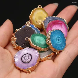 Pendant Necklaces Natural Stone Irregular Round Agates Druzy Slice Charms For Women Jewelry Making DIY Earring Necklace Accessory