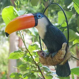 Dekoracje ogrodowe Outdoor Garden Symulacja Ptaki żelaza Pierścień Toucan Parrot Dekoracja Dekoracja dziedzińca rzemiosła rzemiosła willa park ozdoby drzewa L230715