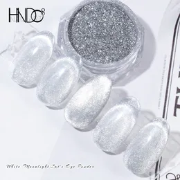 Nail Glitter HNDO Silver Cat Eye Magnetic Powder Bright White Art 3D Effect för manikyrdesign Fina partiklar Pigment Damm SD46 230714