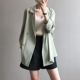 Kvinnors kostymer internet kändis blazer kvinnor tunna solskyddsmedel lösa rockar gröna jackor vår koreansk stil mode ins lång ärm toppar