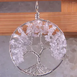 Collane con ciondolo Fashion Tree Of Life - Perline in pietra naturale Clear Crystal Wire Wrap Round K1854