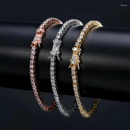 リンクブレスレット3mm 7 "-8" Cubic Zirconia Tennis Bracelet for Men for homen hip hop Jewelryアイスアウト1列のブリングCZチャーム