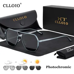 Sunglasses CLLOIO Fashion Aluminum Pochromic Men Women Polarized Sun Glasses Chameleon Anti Driving de sol 230714