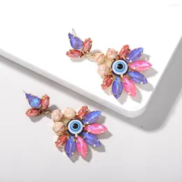 Dangle Earrings Dvacaman Exaggerated Personality Eyes Flower Crystal Drop For Women Fashion Glass Statement Gifts Jewelry