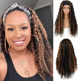 Syntetiska peruker werd Black Women's Hair Band Long Water Ripple Syntetisk hög temperatur Wig Daily Wear Party Decoration X0715