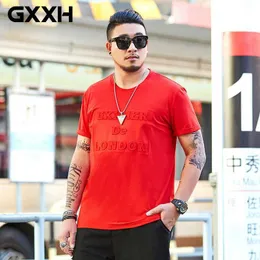 メンズTシャツgxxh 2022夏の大サイズ3Dレターエンボスエンボス型Tシャツビッグサイズメンズルーズ5カラートップ服xxxxxl 6xl 7xl l230715