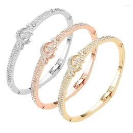 Braccialetto Fashion AMORE Cristallo Doppio Cuore Gemelli Bracciale da donna Gioielli Fascino Aperto Regalo di San Valentino