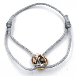 الفولاذ المقاوم للصدأ Trinity Ring String سوار سوار ثلاث حلقات حزام يدوية الأساور للنساء الرجال مصمم أزياء المجوهرات الشهيرة 4333