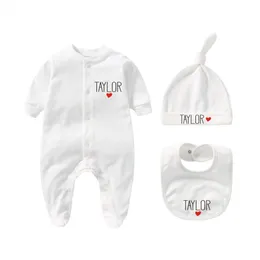 Family Matching Outfits Personalized born Outfit with Hat Bib clothes set Custom Baby Bodysuit Set Shower Gift Coming Home 230714
