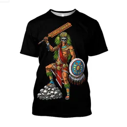 Men's T-Shirts Jumeast 3D Aztec Warrior Art Printed T Shirt For Men Aesthetic Comfort Maya Culture Graphic T-shirts Streetwear Clothes T-shirty L230715
