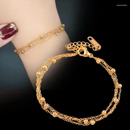 Link bransoletki Leeker 316l stal nierdzewna 3 warstwy złoty kolor dla kobiet akcesoria imprezowe biżuteria pod ręką 534 lk3