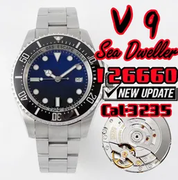 v9 m126600 Relógio masculino de luxo Sea Dweller 3235 Movimento mecânico 904L aço inoxidável 44 mm, relógio de mergulho de lazer para negócios bisel de cerâmica um
