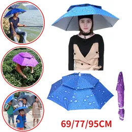 Outdoor Hats 957769cm Outdoor Foldable Umbrella Hat Fishing Hat Portable Golf Cycling Hiking Camping Shade Novelty Sun Head Hats 230714