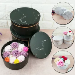 Gift Wrap Gift Storage Round Floral Boxes Bronzing Marble Florist Favor Packaging Box With Lid Kraft Valentines Rose Wedding Present Wrap 230714