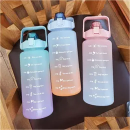 Bottiglie d'acqua Bottiglia da 2 litri di grande capacità con marcatore del tempo St Girl Coppia a tenuta stagna Sport all'aria aperta Bere motivazionale 13 9Jd Dhqjg