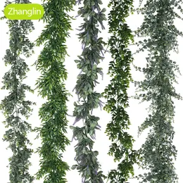 زهول الأزهار الخضراء عالية الجودة 16 نمط ديكور المنزل الاصطناعي Ivy Leaf Garlants Vine زهور أوراق الشجر مزيفة