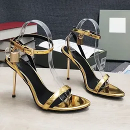 TF İnce yüksek topuklu sandalet tasarımcısı strappy sandaletler ayakkabı lüks paris elbise klasikler moda akşam yemeği parti kulüp kadın topuklar siyah altın düğün dipleri