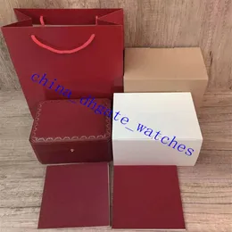 China Dhgate Watches 21 22 Luxury Boxes Watch Red Square för Watches Box Whit Booklet Card and Papers in English270H