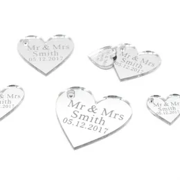 100 Personalised Custom Wedding Wine Charm Gold Silver Clear Wood Heart Label Party Favors Gift Bride Baptism Tag Decor2007