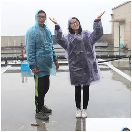 Пейнчики одноразовые дождевые одежды PE Rain Coats Adt Один раз экстренные пылеустойкие водонепроницаемые открытые перемещенные кулачки должны 0 37HJ F Drop Dealive Dhe6s