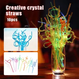 Disposable Cups Straws 10 Pcs Crazy Loop Reusable Party Favors Drinking Suckers Colorful Twisted For Kids Carnival Bar Restaurant 230714