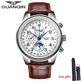 Jacken Guanqin Marke Automatische Uhren Männer Sapphire mechanische Männer Waage Wasserdichte Kalender Leder Männer Armbandwatch Otomatik Erkek SAAT