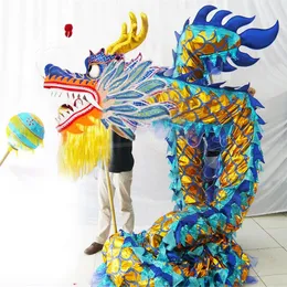 الأزرق الحجم 6# 3 1M Kid Golden Shining Colorful Dragon Dance Mascot Costume Christmas Parade Outdoor Decor Game Stage Holida250s