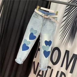 Jeans femme Timis Li femmes Denim dames imprimé fleuri doux pantalon complet grande taille Streetwear Jean Taille Haute