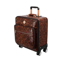 custom Calfskin Handmade trolley bags izon 55 Pattern Travel Business Senior Pull storage initial yellow suitcase valise aluminium alloy air flower Luxury luggage