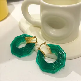 Stud European Runway Célèbre Designer Marque Géométrique Acrylique Transparent Vert Boucles D'oreilles Femmes Bijoux Bijoux Tendance Goth Boho 230714