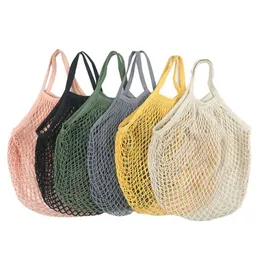 Storage Bags Shop Handbags Shopper Tote Mesh Net Woven Cotton Bag String Reusable Fruit Handbag Home 7 J2 Drop Delivery Garden House Dhhyt